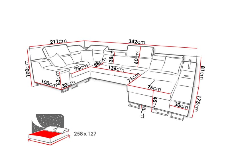 Seginus Hörnbäddsoffa m. Divan 5-sits 268x127 - Grön - Möbler - Soffa - Bäddsoffa - Hörnbäddsoffa