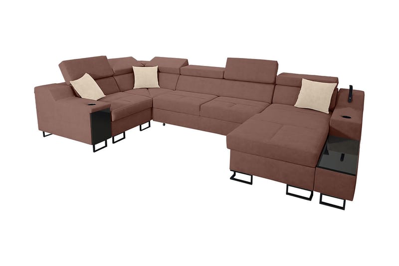 Seginus Hörnb äddsoffa m. Divan 5-sits 268x127, Rosa