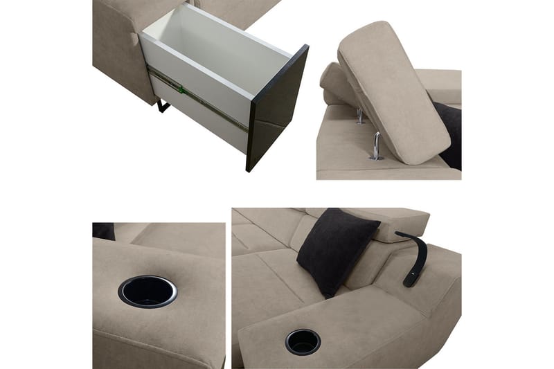 Seginus Hörnbäddsoffa m. Divan 5-sits 268x127 - Svart - Möbler - Soffa - Bäddsoffa - Hörnbäddsoffa