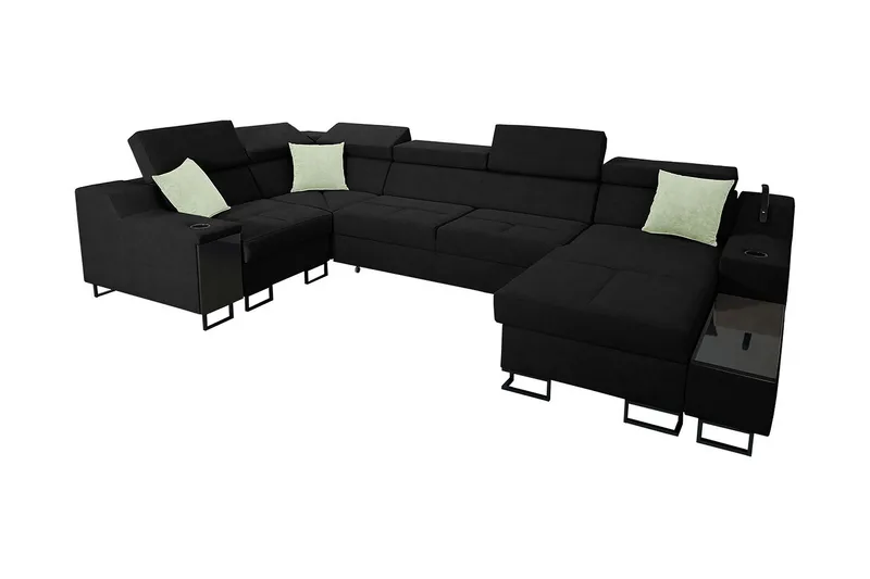 Seginus Hörnbäddsoffa m. Divan 5-sits 268x127 - Svart - Möbler - Soffa - Bäddsoffa - Hörnbäddsoffa