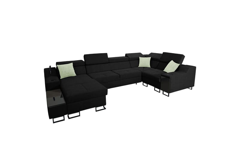 Seginus Hörnbäddsoffa m. Divan 5-sits 268x127, Svart