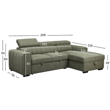 Hörnbäddsoffa Selmar Höger - Ljusgrön - Möbler - Soffa - Bäddsoffa - Hörnbäddsoffa