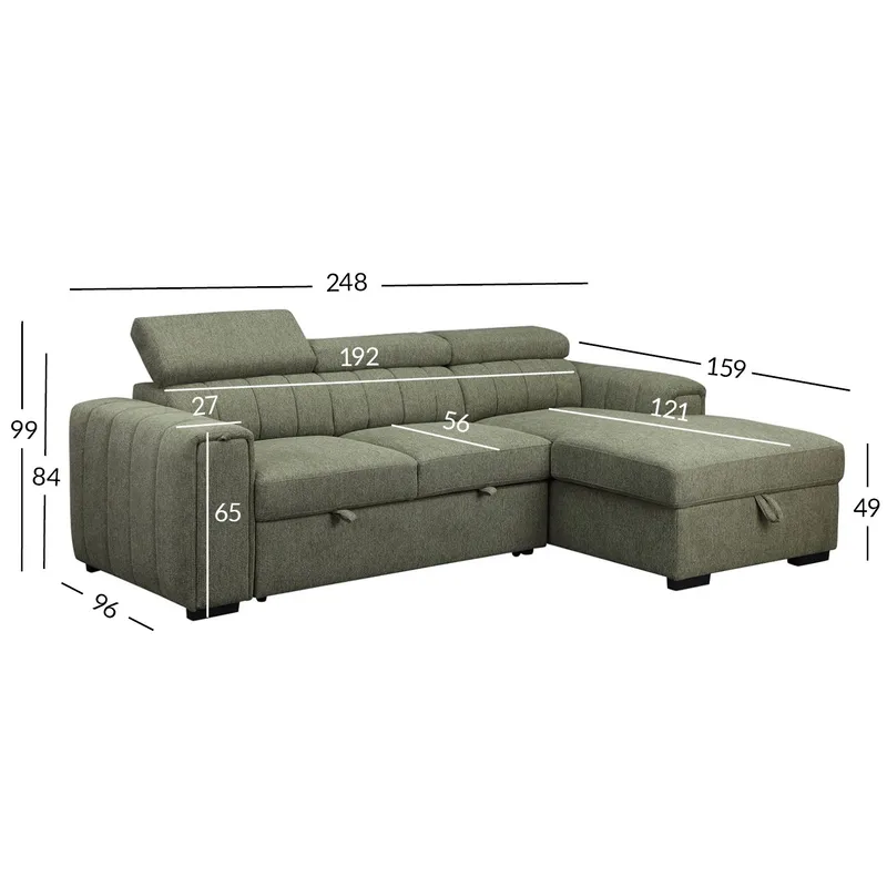 Hörnbäddsoffa Selmar Höger - Ljusgrön - Möbler - Soffa - Bäddsoffa - Hörnbäddsoffa