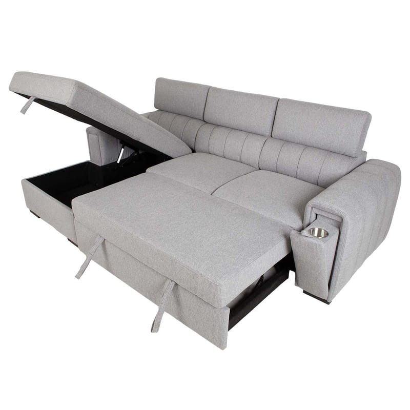 Hörnbäddsoffa Selmar Vänster - grå - Möbler - Soffa - Bäddsoffa - Hörnbäddsoffa