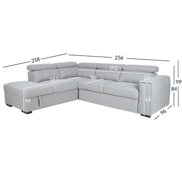 Hörnbäddsoffa Selmar Vänster - Grå - Möbler - Soffa - Bäddsoffa - Bäddsoffa längsbäddad