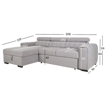 Hörnbäddsoffa Selmar Vänster - grå - Möbler - Soffa - Bäddsoffa - Hörnbäddsoffa