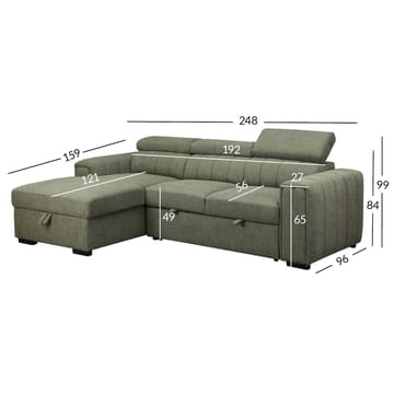 Hörnbäddsoffa Selmar Vänster - ljusgrön - Möbler - Soffa - Bäddsoffa - Hörnbäddsoffa