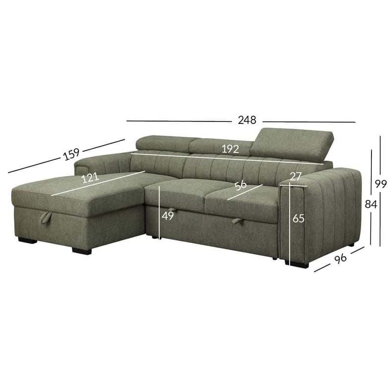Hörnbäddsoffa Selmar Vänster - ljusgrön - Möbler - Soffa - Bäddsoffa - Hörnbäddsoffa