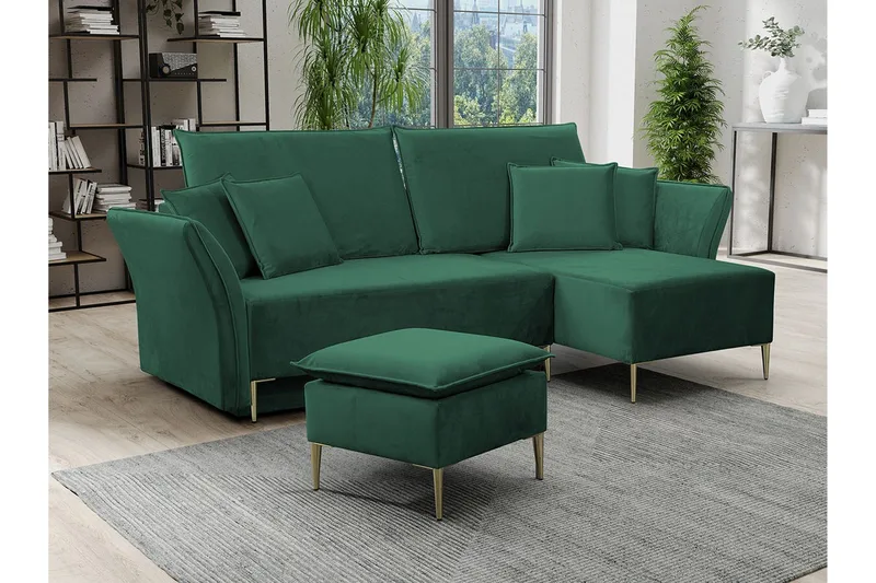 Staffin 3-sits Hörnbäddsoffa Dark green - Möbler - Soffa - Bäddsoffa - Hörnbäddsoffa