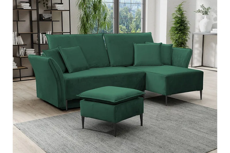 Staffin 3-sits Hörnbäddsoffa NO_BRAND Dark green - Möbler - Soffa - Bäddsoffa - Hörnbäddsoffa