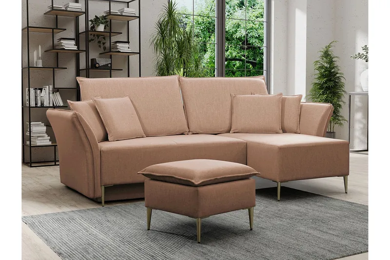 Staffin 3-sits Hörnbäddsoffa Pink - Möbler - Soffa - Bäddsoffa - Bäddsoffa divan