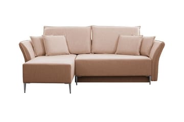 Staffin 3-sits Vänster Hörnbäddsoffa 140x200 cm med Förvaring i Chenille - Rosa - Möbler - Soffa - Bäddsoffa - Bäddsoffa divan