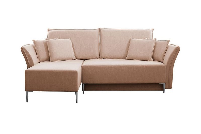 Staffin 3-sits Vänster Hörnbäddsoffa 140x200 cm med Förvaring i Chenille - Rosa - Möbler - Soffa - Bäddsoffa - Bäddsoffa divan
