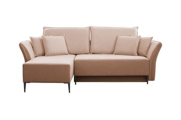 Staffin 3-sits Vänster Hörnbäddsoffa 140x200 cm med Förvaring i Tyg - Rosa - Möbler - Soffa - Bäddsoffa - Bäddsoffa divan