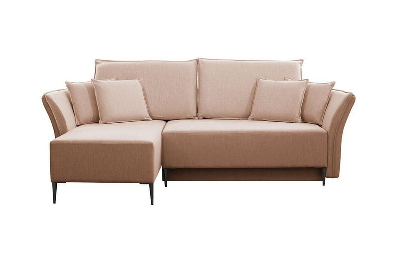 Staffin 3-sits Vänster Hörnbäddsoffa 140x200 cm med Förvaring i Tyg - Rosa - Möbler - Soffa - Bäddsoffa - Bäddsoffa divan