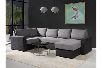 Staffin 4-sits Höger U-formad Hörnbäddsoffa 140x270 cm med Förvaring i Tyg - Grå - Möbler - Soffa - Bäddsoffa - Hörnbäddsoffa