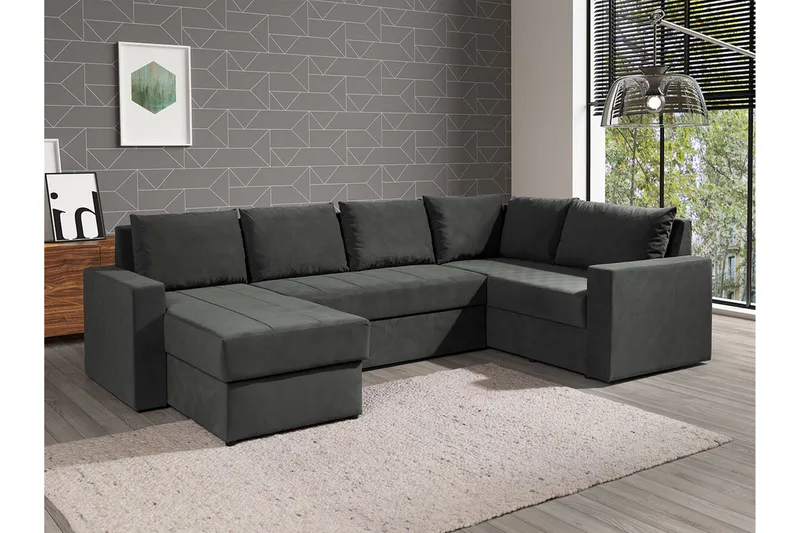 Staffin 4-sits Hörnbäddsoffa NO_BRAND Dark grey - Möbler - Soffa - Bäddsoffa - Hörnbäddsoffa