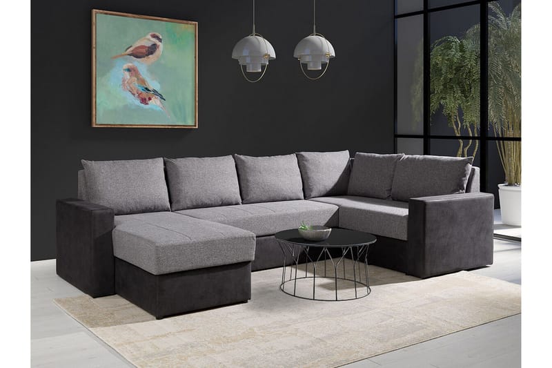 Staffin 4-sits Hörnbäddsoffa NO_BRAND Dark grey/Light grey - Möbler - Soffa - Bäddsoffa - Hörnbäddsoffa