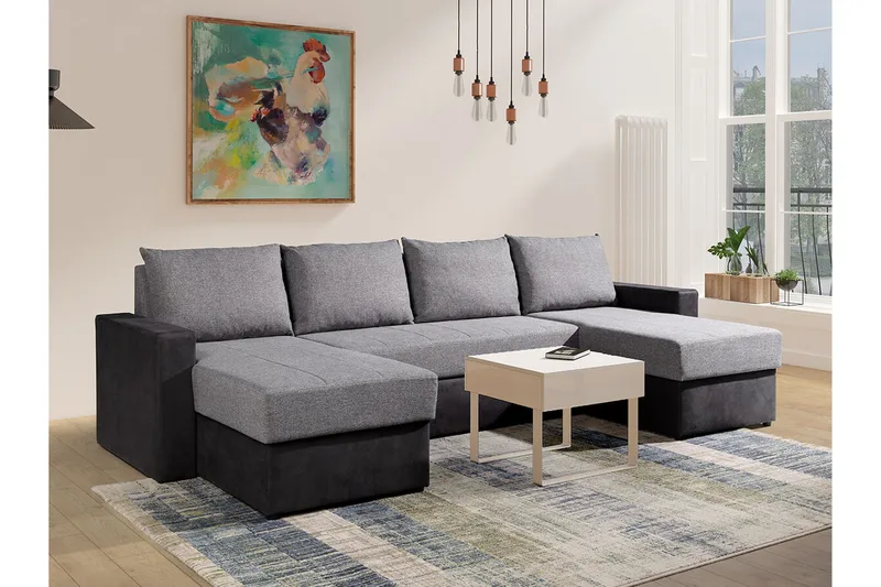 Staffin 4-sits Hörnbäddsoffa NO_BRAND Light grey/Dark grey - Möbler - Soffa - Bäddsoffa - Hörnbäddsoffa
