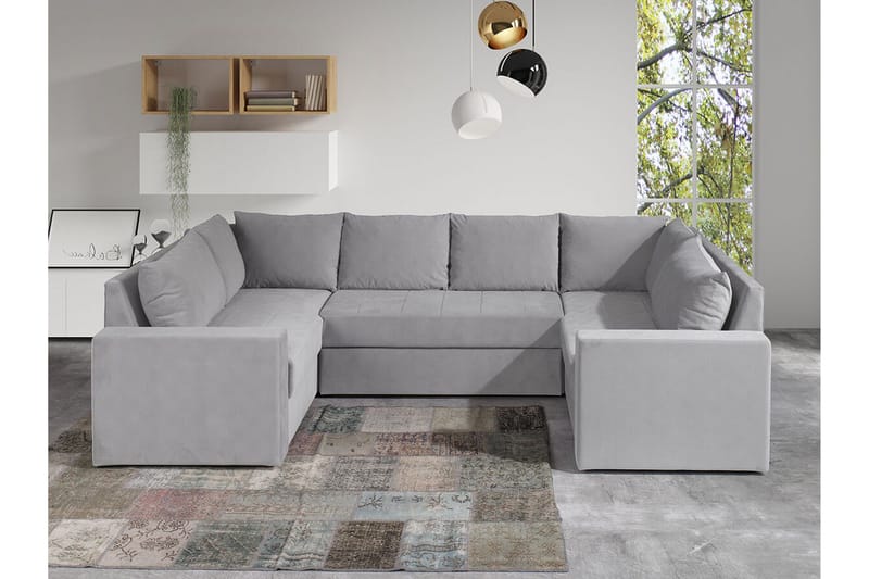 Staffin 4-sits Hörnbäddsoffa NO_BRAND Light grey/Dark grey - Möbler - Soffa - Bäddsoffa - Hörnbäddsoffa