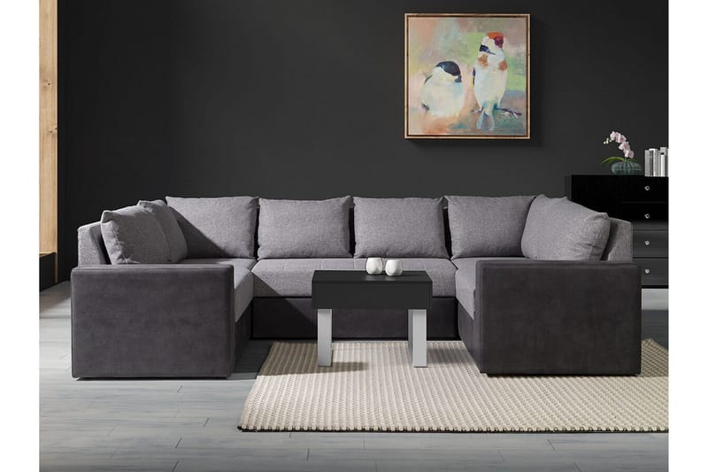 Staffin 4-sits Hörnbäddsoffa NO_BRAND Light grey/Dark grey - Möbler - Soffa - Bäddsoffa - Hörnbäddsoffa