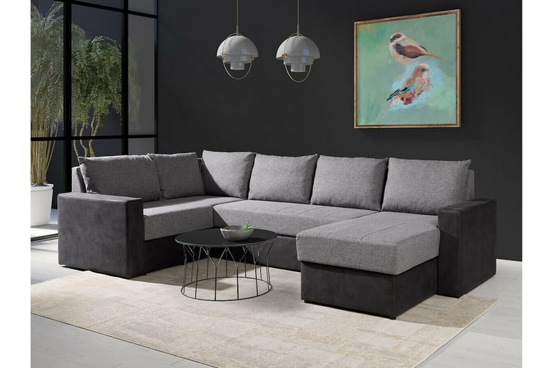 Staffin 4-sits Hörnbäddsoffa NO_BRAND Ljusgrå - Möbler - Soffa - Bäddsoffa - Hörnbäddsoffa