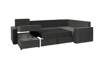 Staffin 4-sits Vänster U-formad Hörnbäddsoffa 140x270 cm med Förvaring i Tyg - Grå - Möbler - Soffa - Bäddsoffa - Hörnbäddsoffa