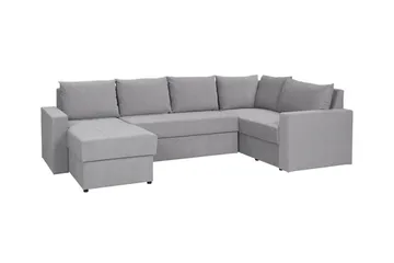 Staffin 4-sits Vänster U-formad Hörnbäddsoffa 140x270 cm med Förvaring i Tyg - Grå - Möbler - Soffa - Bäddsoffa - Hörnbäddsoffa