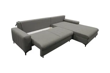 Talby 3-sits Höger Bäddsoffa 135x255 cm med Förvaring i Tyg - Grå - Möbler - Soffa - Bäddsoffa - Bäddsoffa divan