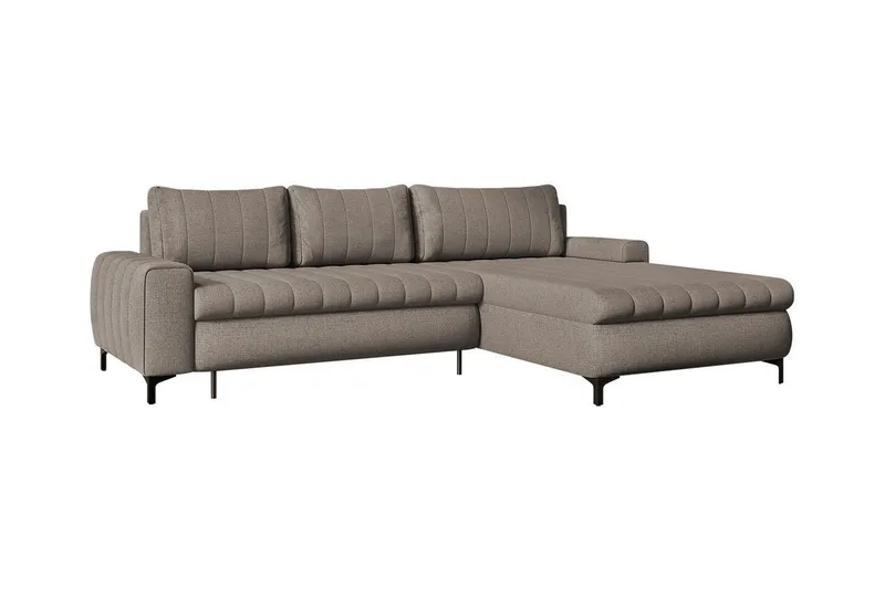 Talby 3-sits Höger Bäddsoffa 135x255 cm med Förvaring i Tyg, Gråbeige