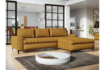 Talby 3-sits Höger Bäddsoffa 135x255 cm med Förvaring i Tyg - Gul - Möbler - Soffa - Bäddsoffa - Bäddsoffa divan