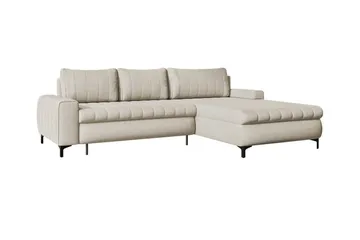 Talby 3-sits Höger Bäddsoffa med Förvaring och Kanalstoppad i Tyg - Beige - Möbler - Soffa - Bäddsoffa - Bäddsoffa divan