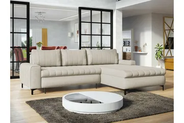 Talby 3-sits Höger Bäddsoffa med Förvaring och Kanalstoppad i Tyg - Beige - Möbler - Soffa - Bäddsoffa - Bäddsoffa divan