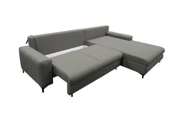 Talby 3-sits Höger Bäddsoffa med Förvaring och Vertikala Sömmar i Tyg - Beige - Möbler - Soffa - Bäddsoffa - Bäddsoffa divan