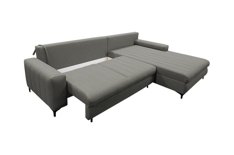 Talby 3-sits Höger Bäddsoffa med Förvaring och Vertikala Sömmar i Tyg - Beige - Möbler - Soffa - Bäddsoffa - Bäddsoffa divan