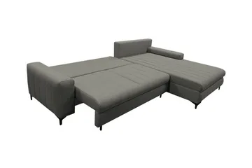 Talby 3-sits Höger Bäddsoffa med Förvaring och Vertikala Sömmar i Tyg - Beige - Möbler - Soffa - Bäddsoffa - Bäddsoffa divan