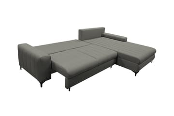 Talby 3-sits Höger L-formad Hörnbäddsoffa 135x255 cm med Förvaring i Tyg - Grå - Möbler - Soffa - Bäddsoffa - Bäddsoffa divan