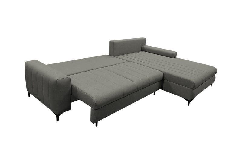 Talby 3-sits Höger L-formad Hörnbäddsoffa 135x255 cm med Förvaring i Tyg - Grå - Möbler - Soffa - Bäddsoffa - Bäddsoffa divan