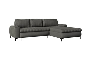 Talby 3-sits Höger L-formad Hörnbäddsoffa 135x255 cm med Förvaring i Tyg - Grå - Möbler - Soffa - Bäddsoffa - Bäddsoffa divan