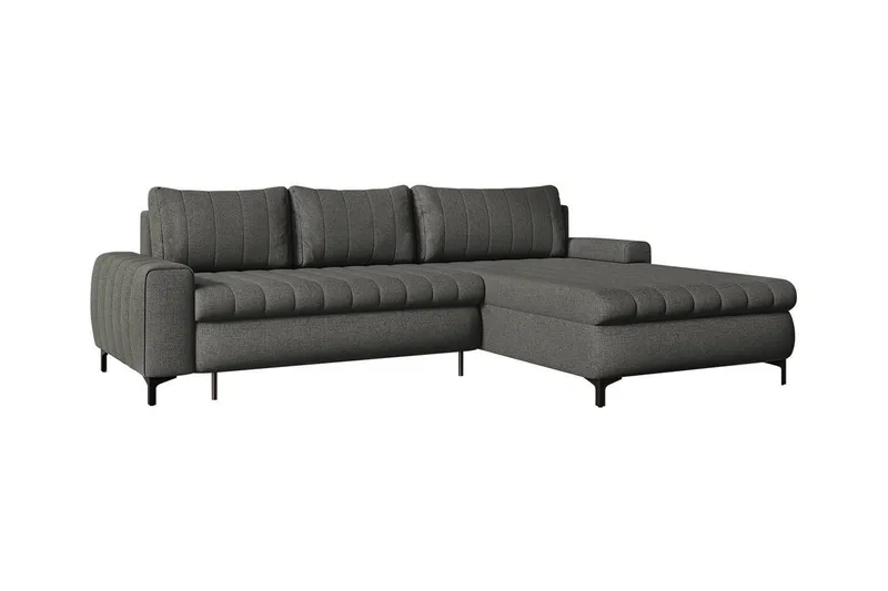 Talby 3-sits Höger L-formad Hörnbäddsoffa 135x255 cm med Förvaring i Tyg, Grå