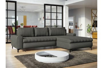 Talby 3-sits Höger L-formad Hörnbäddsoffa 135x255 cm med Förvaring i Tyg - Grå - Möbler - Soffa - Bäddsoffa - Bäddsoffa divan