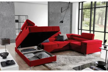 Theriago Hörnbäddsoffa med Divan Vänster - Röd - Möbler - Soffa - Bäddsoffa - Hörnbäddsoffa