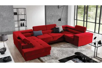 Theriago Hörnbäddsoffa med Divan Vänster - Röd - Möbler - Soffa - Bäddsoffa - Hörnbäddsoffa