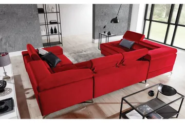 Theriago Hörnbäddsoffa med Divan Vänster - Röd - Möbler - Soffa - Bäddsoffa - Hörnbäddsoffa