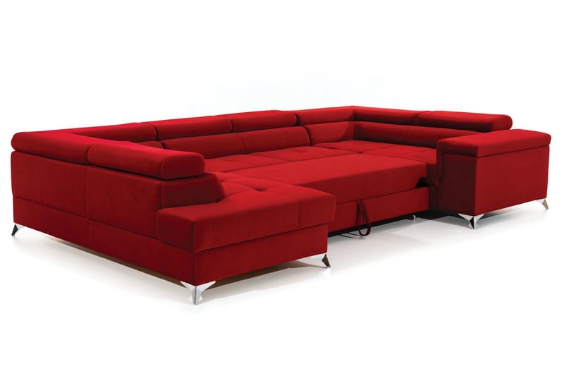 Theriago Hörnbäddsoffa med Divan Vänster - Röd - Möbler - Soffa - Bäddsoffa - Hörnbäddsoffa