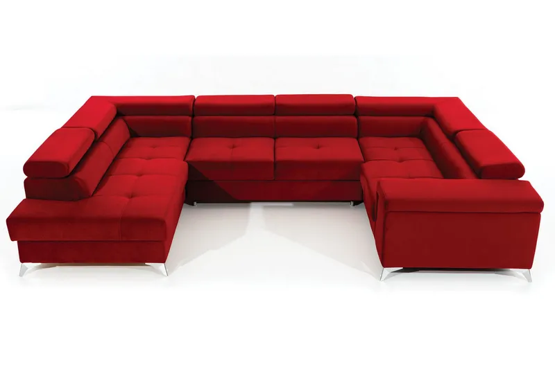 Theriago Hörnbäddsoffa med Divan Vänster - Röd - Möbler - Soffa - Bäddsoffa - Hörnbäddsoffa