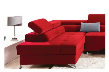 Theriago Hörnbäddsoffa med Divan Vänster - Röd - Möbler - Soffa - Bäddsoffa - Hörnbäddsoffa