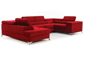 Theriago Hörnbäddsoffa med Divan Vänster - Röd - Möbler - Soffa - Bäddsoffa - Hörnbäddsoffa