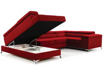 Theriago Hörnbäddsoffa med Divan Vänster - Röd - Möbler - Soffa - Bäddsoffa - Hörnbäddsoffa