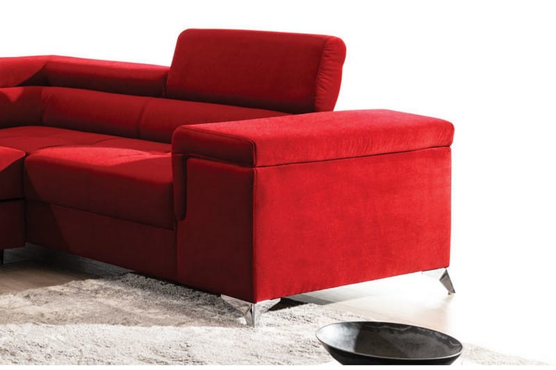 Theriago Hörnbäddsoffa med Divan Vänster - Röd - Möbler - Soffa - Bäddsoffa - Hörnbäddsoffa